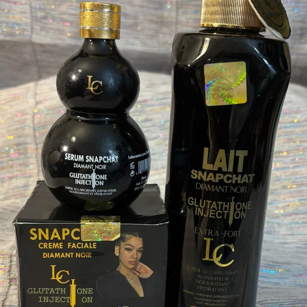 Glutathione Injection Bath Gel Serum & Face Cream Set - Black and Gold